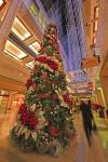 Stock photo of a beautifully decorated Christmas tree inside the Bankers Hall shopping atrium in the city of Calgary, Alberta, Canada.
