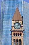 Clock Tower Old City Hall with Modern Skyscraper in the Background Downtown Toronto Ontario Canada