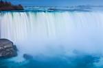 Stock photo of Horseshoe Falls at dusk on he Niagara River at Niagara Falls in Ontario, Canada.