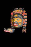 Stock photo of a Sisutil and Warrior Mask by Joe Wilson, a descendant of the Namgis First Nations, Artist, original West Coast native art, Just Art Gallery, Port McNeill, Northern Vancouver Island, Vancouver Island, British Columbia, Canada.