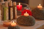 Beauty products candles relaxing atmosphere