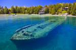 Stock photo of the shipwreck of the schooner, the Sweepstakes (built in 1867) in Big Tub Harbour, Fathom Five National Marine Park, Lake Huron, Ontario, Canada.