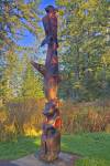 Stock photo of a totem pole along the South Beach trail to Wickaninnish Bay in Pacific Rim National Park, Long Beach Unit, Clayoquot Sound UNESCO Biosphere Reserve, West Coast, Pacific Ocean, Vancouver Island, British Columbia, Canada.  