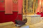 Stock photo of a wooden model of a ship in the Audience Chamber of the Cuarto del Almirante, Reales Alcazares (Royal Palaces) - UNESCO World Heritage Site, Santa Cruz District, City of Sevilla (Seville), Province of Sevilla, Andalusia (Andalucia), Spain, 