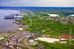 Aerial View Industrial Landscape Lake Superior Shoreline City of Thunder Bay Ontario Canada