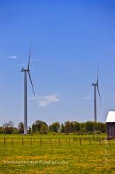 Two windmills alternative energy Bruce Peninsula Ontario Canada