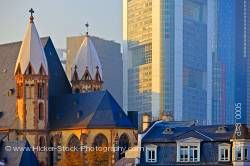 Leonardikirche oldest church modern buildings downtown Frankfurt Hessen Germany Europe