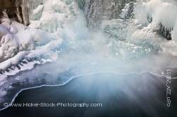 Partially Frozen Lower Falls Johnston Creek Johnston Canyon Banff National Park Alberta Canada