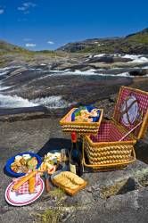 Picnic lunch waterfall Mealy Mountains Southern Labrador Labrador Newfoundland Labrador Canada