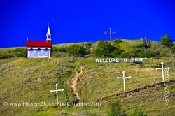 Colorful Mission de Qu'Appelle Church in the town of Lebret Qu'Appelle Valley Saskatchewan Canada