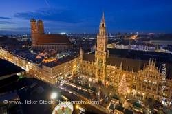Aerial view of Christkindlmarkt (Christmas Markets) in Marienplatz outside Neues Rathaus in Munich