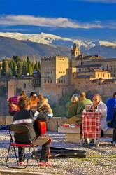 People scenery Alhambra City of Granada Province of Granada Andalusia Spain Europe