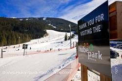 Sign at Coca Cola Tube Park Blackcomb Mountain Whistler British Columbia Canada