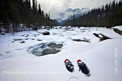 Snowshoes Mistaya River Bank Mount Sarbach Mistaya Canyon Banff National Park Alberta Canada