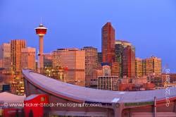 Saddledome High Rise Buildings Calgary Tower Sunrise City of Calgary Alberta Canada