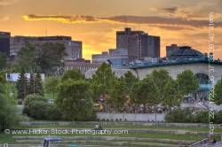 Sunset over Market and Marina The Forks National Historic Site City of Winnipeg Manitoba