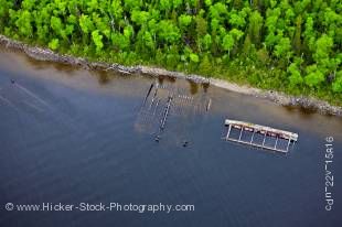 Stock photo aerial view of shipwrecks along the shore of Lake Superior near Thunder Bay, Ontario, Canada.