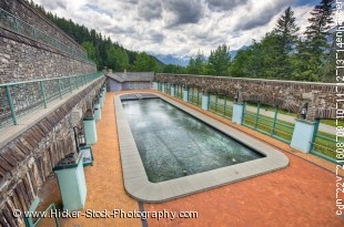 Stock photo of the Cave and Basin Pool at the Basin National Historic Site In Sulphur Mountain, Banff National Park, Alberta, Canada.