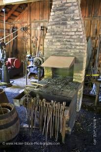 Stock photo of inside the blacksmith shop at the Mennonite Heritage Village in Steinbach, Manitoba, Canada.