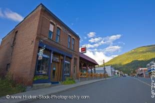 Stock photo of an old brick building dating back to 1896 in the town of Kaslo, Central Kootenay, British Columbia, Canada.