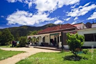 Stock photo of the Furneaux Lodge, Endeavour Inlet, Queen Charlotte Sound, Marlborough, South Island, New Zealand.