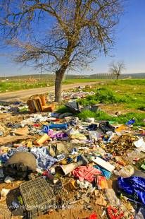 Stock photo of garbage/pollution along a country road in the Province of Jaen, Andalusia (Andalucia), Spain, Europe.