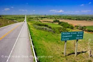Highway 3 road and the southern Alberta Prairies, Southern Alberta, Alberta, Canada.