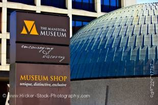 Stock photo of sign outside the Manitoba Museum in the city of Winnipeg, Manitoba, Canada.