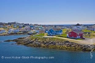 Stock photo of Port aux Basques as seen from the Marine Atlantic ferry the M/V Caribou as it arrives in Newfoundland, Canada.