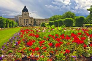 Stock photo of Queen Elizabeth II gardens at the Legislative Building, City of Regina.