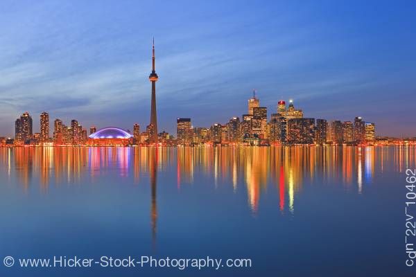 Stock photo of Toronto City Reflections at Dusk Skyline Centre Island Ontario Canada