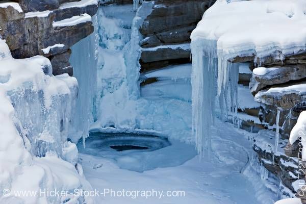 Stock photo of Frozen Athabasca Falls Jasper National Park Canadian Rocky Mountains Alberta Canada