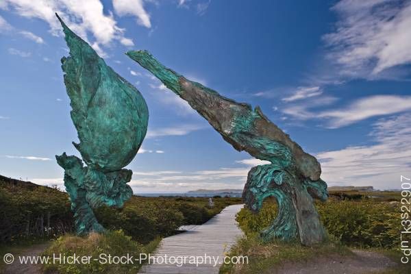 Stock photo of Bronze sculpture L'Anse aux Meadows National Historic Site of Canada Newfoundland