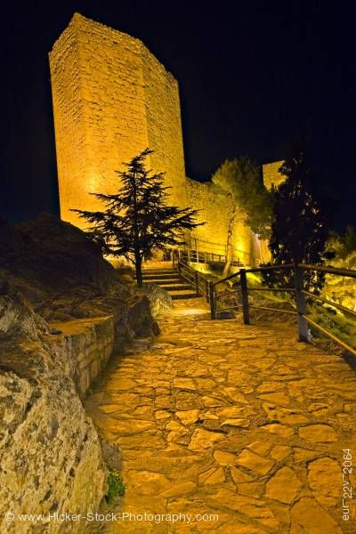 Stock photo of Torre de la Vela Castillo de Santa Catalina at dusk in City of Jaen Province of Jaen Andalusia Spain