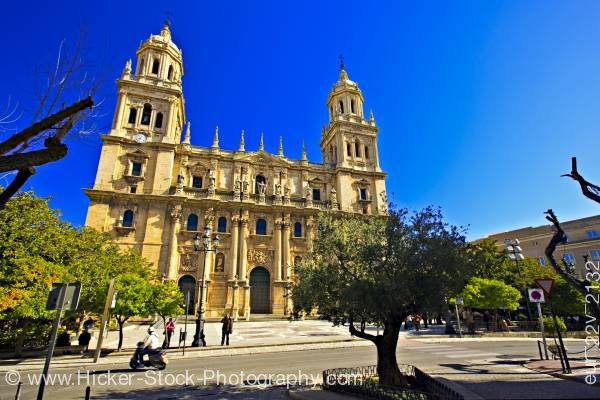 Stock photo of Cathedral of Jaen and Plaza Santa Maria Sagrario District City of Jaen Province of Jaen Andalusia