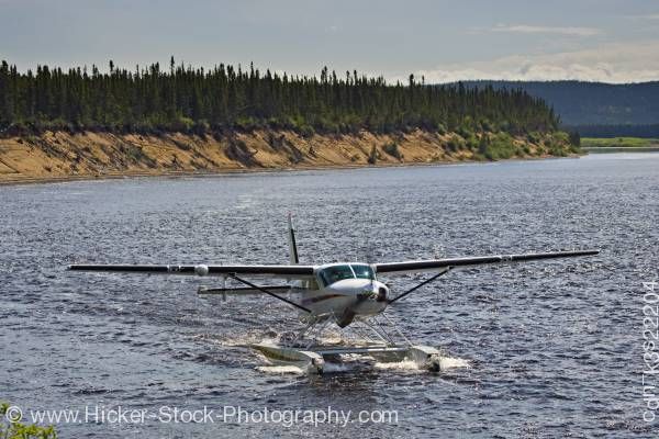 Stock photo of Cessna Caravan amphibian airplane Eagle River at Rifflin' Hitch Lodge in Southern Labrador