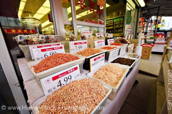 Stock photo of Authentic Chinese Foods Herbs Spices Market Chinatown Toronto Ontario Canada