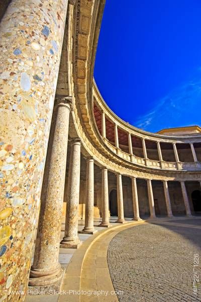 Stock photo of Courtyard of Palace of Charles V Granada Andalusia Spain