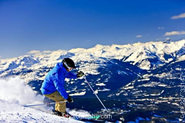 Stock photo of Downhill Skiing Whistler Mountain Whistler Blackcomb Whistler British Columbia Canada