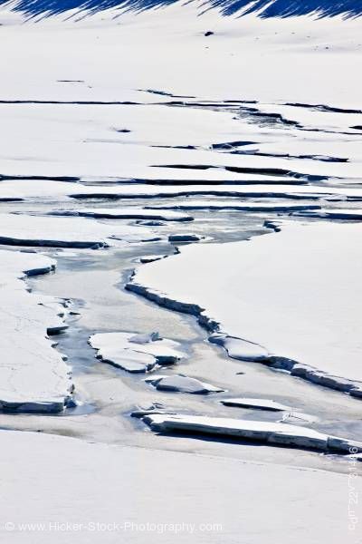 Stock photo of Frozen Ice formations Medicine Lake Maligne Lake Road Jasper National Park Alberta Canada