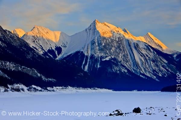 Stock photo of Medicine Lake Winter Jasper National Park Alberta Canada