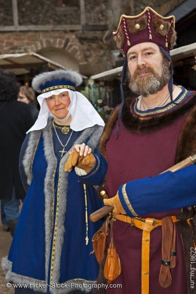 Stock photo of Man woman dressed medieval clothing medieval markets