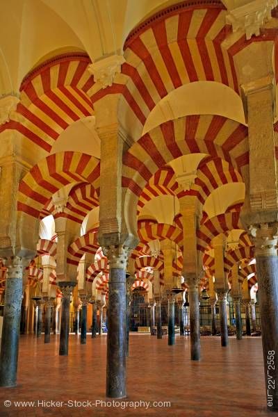 Stock photo of Naves of the Mezquita City of Cordoba Province of Cordoba Andalusia Spain