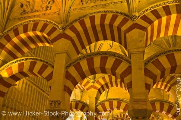 Stock photo of Naves of Almansur Mezquita City of Cordoba Province of Cordoba Andalusia Spain
