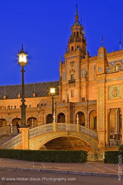 Stock photo of Central building and bridge Plaza de Espana City of Sevilla Province of Sevilla