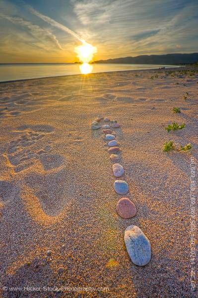 Stock photo of Rock Design Beach Agawa Bay Sunset Lake Superior Provincial Park Ontario Canada