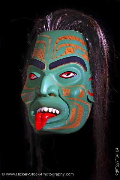 Stock photo of Otter Woman Mask Sean Whonnock Native American Art Vancouver Island British Columbia Canada