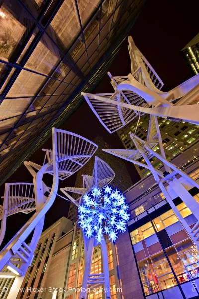 Stock photo of Sculpture trees light cluster Stephen Avenue Mall City of Calgary Alberta Canada
