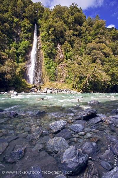 Stock photo of Thunder Creek Falls Mt Aspiring National Park West Coast South Island New Zealand