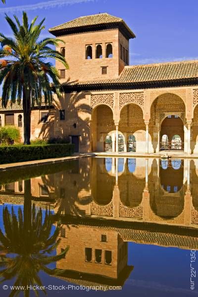 Stock photo of Pool Tower of Ladies Torres de las Damas partal The Alhambra Granada
